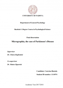 Micrographia, the case of Parkinson's Disease - Tesi in Psicologia