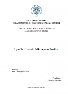 Il profilo di rischio delle imprese familiari - Tesi in economia