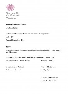 Determinants and Consequences of Corporate Sustainability Performance and Disclosure