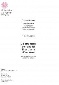 Gli strumenti dell’analisi finanziaria d’impresa Innovazioni - Tesi in economia
