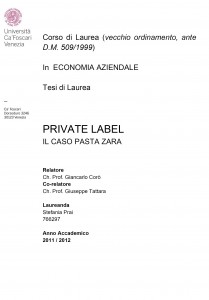 Private label: il caso pasta Zara - Tesi in economia