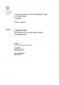 L'aura d'oro - Tesi in Lettere