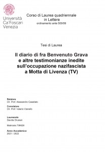Il diario di fra Benvenuto Grava - Tesi in Lettere