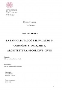 La Famiglia Taccò e il Palazzo Cormòns - Tesi in Lettere