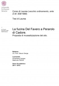 La fucina Del Favero a Perarolo di Cadore - Tesi in Lettere