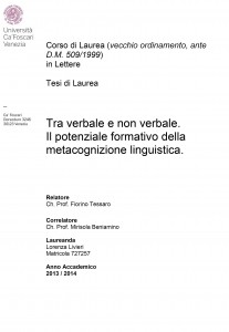 Tra verbale e non verbale. Il potenziale formativo della metacognizione - Tesi in Lettere