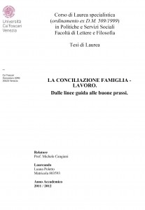 La conciliazione famiglia-lavoro - Tesi in Lettere