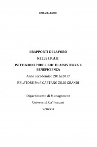 I rapporti di lavoro nelle Istituzioni Pubbliche di Assistenza Beneficienza - Tesi in Giurisprudenza