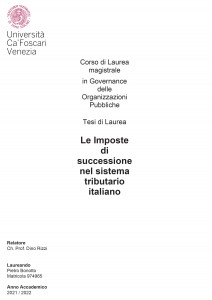 Le Imposte di successione nel sistema tributario italiano - Tesi in Economia