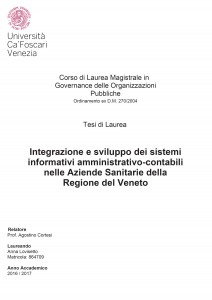Integrazione e sviluppo dei sistemi informativi amministrativo-contabili - Tesi in Economia