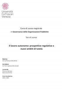 Il lavoro autonomo: prospettive regolative e nuovi ambiti di tutela - Tesi in Economia