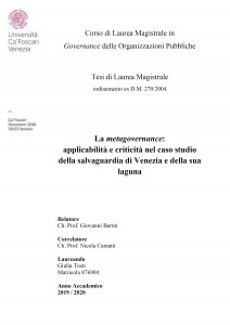 La metagovernance - Tesi in Economia