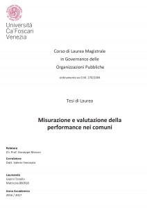 Misurazione e valutazione della performance nei comuni - Tesi in Economia