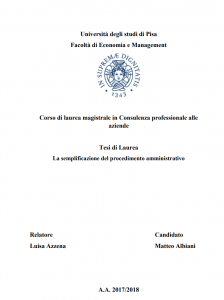 La semplificazione del procedimento amministrativo - Tesi in Economia e Management