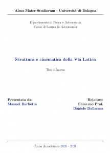 Struttura e cinematica della Via Lattea - Tesi in Astronomia