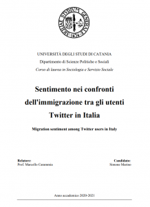 Sentimento nei confronti dell'immigrazione tra gli utenti di twitter - Tesi in Sociologia