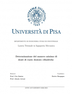 Determinazione del numero minimo di denti di ruote dentate cilindriche - Tesi in ingegneria