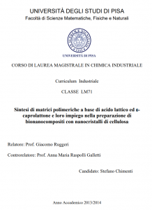 Sistemi di matrici polimeriche a base di acido lattico ed ε-caprolattone - Tesi in Chimica