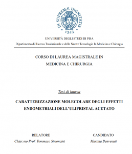Caratterizzazione molecolare degli effetti endometriali dell'Ulipristal acetato - Tesi in medicina