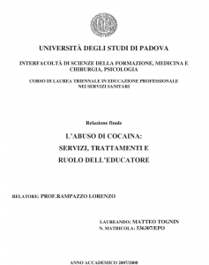 L'abuso di cocaina: servizi, trattamenti e ruolo dell'educatore - Tesi in Psicologia
