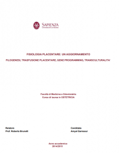 Fisiologia placentare: un aggiornamento - Tesi in Medicina